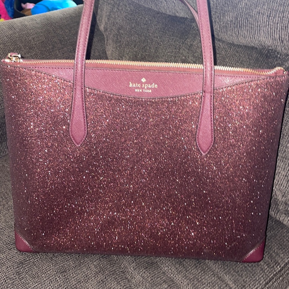 Kate spade shimmy glitter large tote in the color deep nova